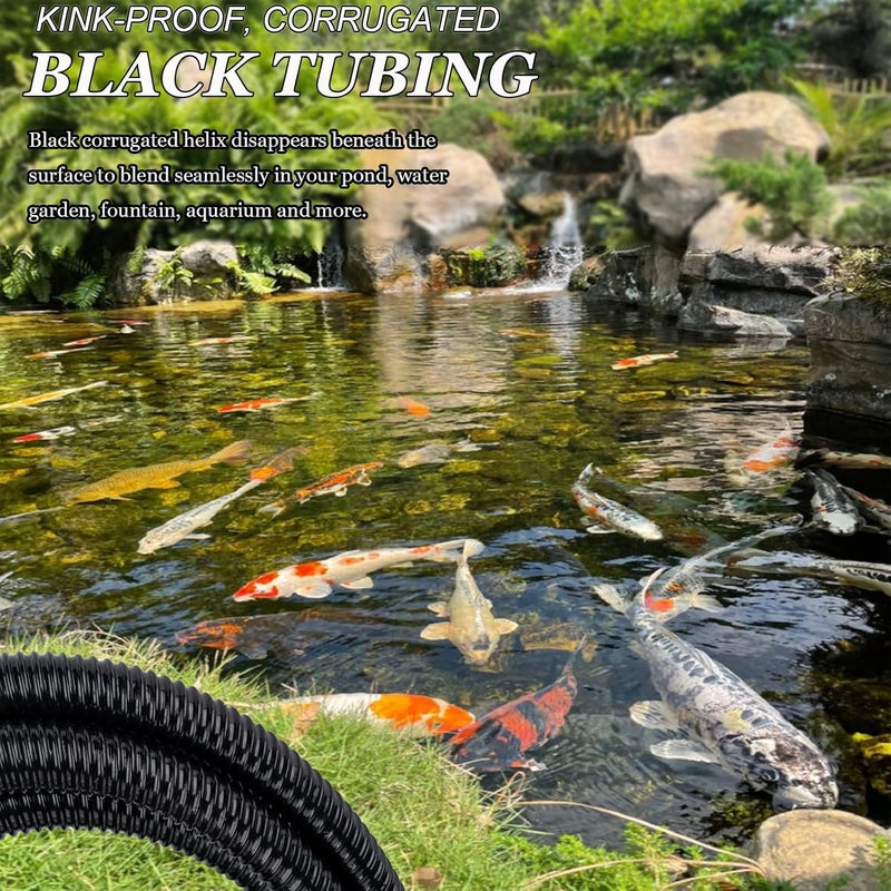 Geowaky Pond Tubing 3/4" 10ft - Black Corrugated Flexible PVC Hose, Kinkproof & Strong for Garden, Waterfall Sump Pump Hose - Image 5